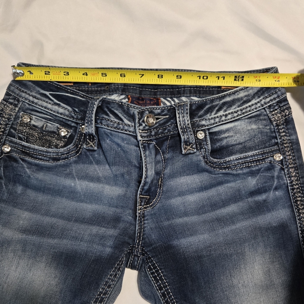 Rock Revival Blue Straight Leg Jeans with Vintage Appeal - Picture 7 of 9